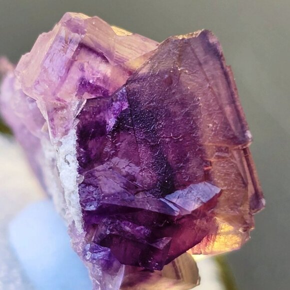 Fluorite ✦ Dolomite Crystal Thumbnail ✦ 19g Purple Cubes & Cream Matrix Specimen - Picture 4 of 17